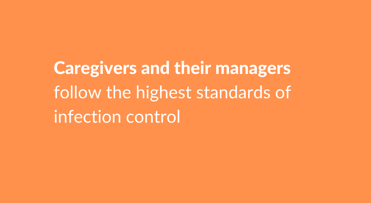 Caregivers and their managers follow the highest standards of infection control
